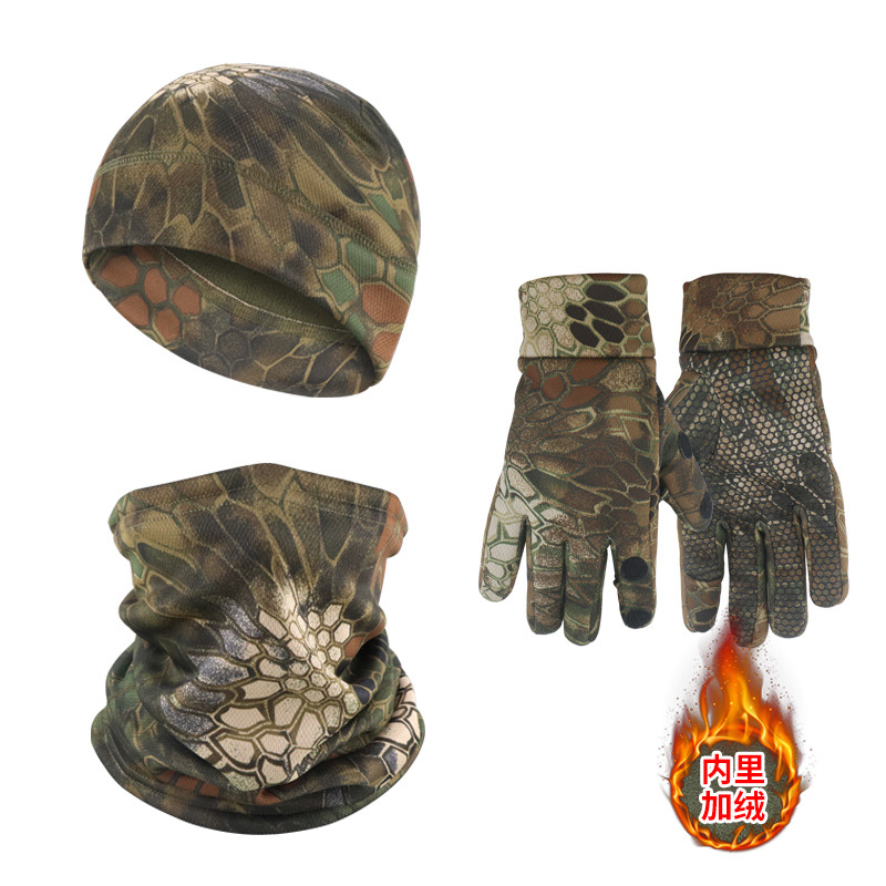 invierno gorra de camuflaje guantes de ciclismo guantes tácticos de caza al aire libre