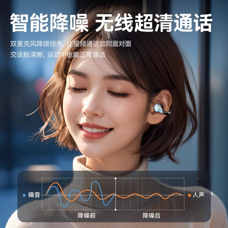 Transfronterizo nuevo modelo privado de conducción ósea auricular Bluetooth auricular Clip-en deportes pantalla digital ultra-larga resistencia auriculares inalámbricos
