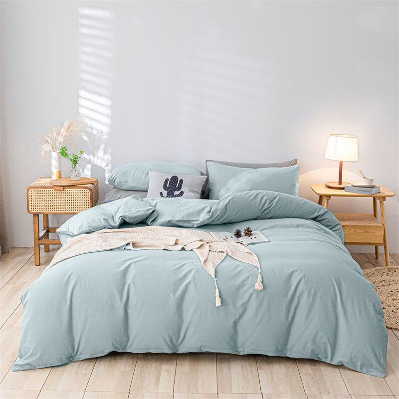 Cama de algodón lavado de algodón de clase A juego de cuatro piezas sábanas de edredón de algodón individual