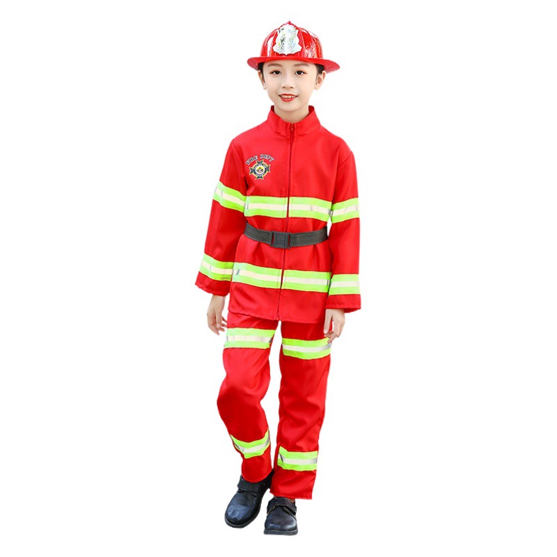 Traje de bombero para niños transfronterizo entrega de una pieza para niños traje de rol traje de rendimiento de jardín de infantes