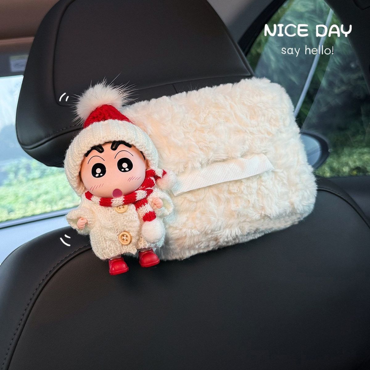 Crayon Shin-Chan Car Tissue Box, 2026 New Model, Rear Seat Headrest Hanging Type, High-End Feel, for Women