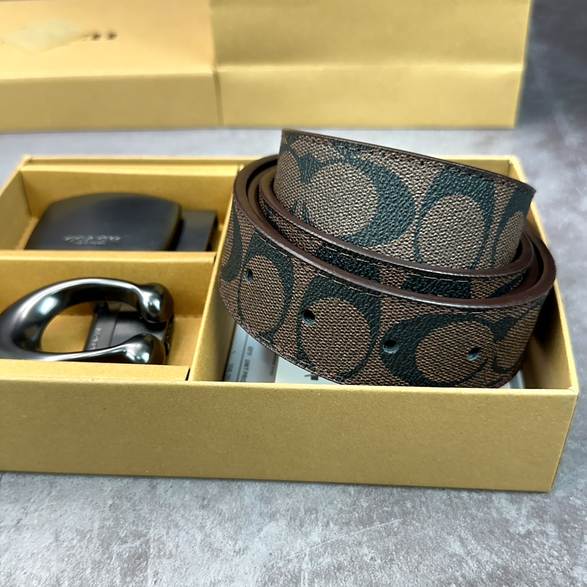 brown flat buckle large C