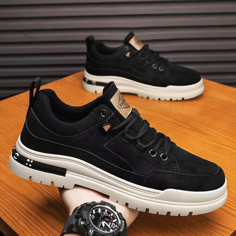 Martin boots men's new fashionable simple thick-soled lightweight sports board shoes PU breathable height increasing student trendy casual shoes