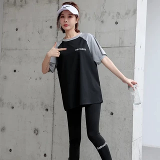 【定制】夏季健身宽松房运动瑜伽速干衣跑步短袖晨跑步宽松上衣