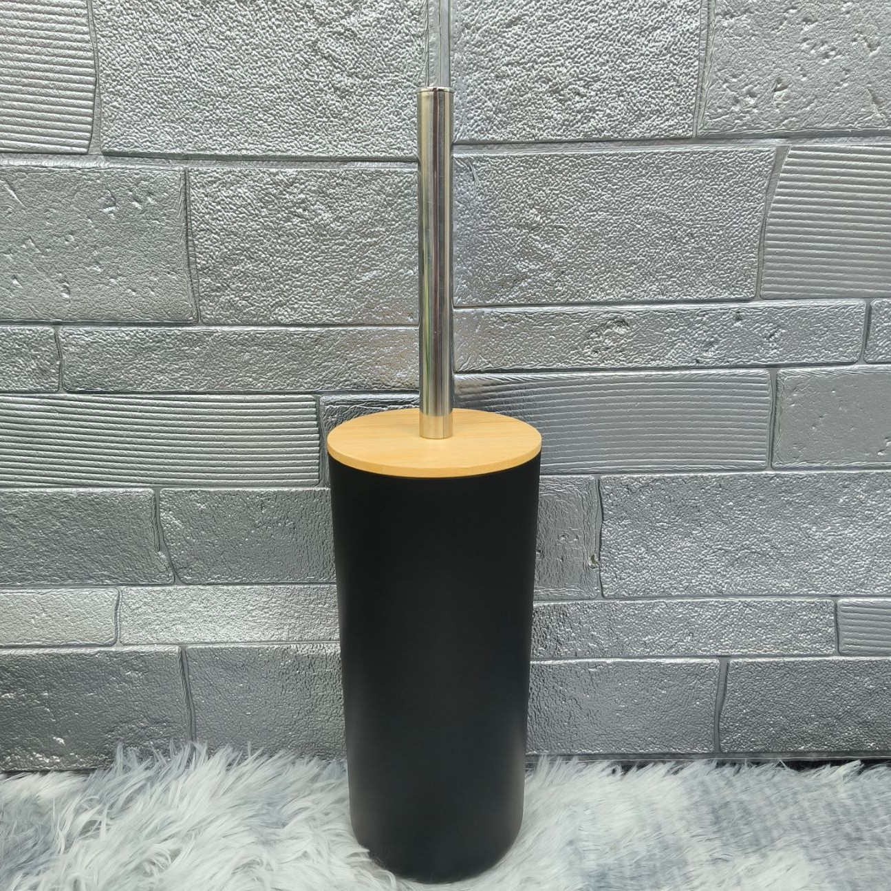 Doméstico piso de bambú cubierta inodoro cepillo de baño herramienta de limpieza de baño multifuncional cuclillas sin esquina muerta conjunto de cepillo