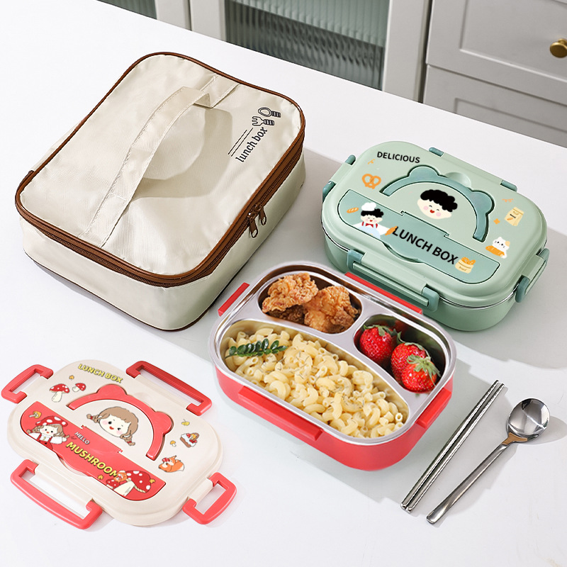 Fiambrera de acero inoxidable 304 de grado alimenticio Fiambrera para trabajadores de oficina, niños y estudiantes Fiambrera para platos divididos, caja bento para cantina