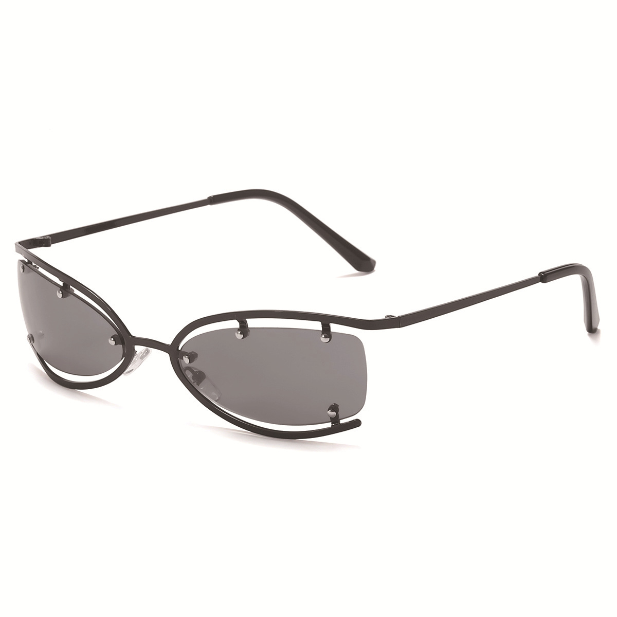 Y2g dulce fresco caliente chica metal gato ojo gafas de sol personalidad femenina futuro tecnología estilo gafas de sol cóncavo forma medio marco gafas