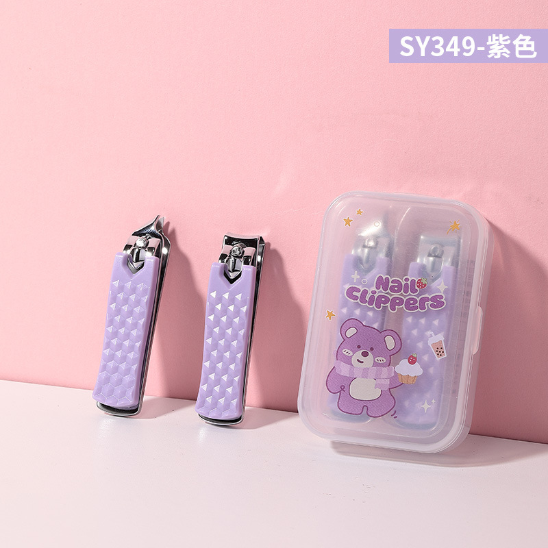 Juego de cortaúñas de acero inoxidable de dibujos animados LMLTOP cortaúñas portátiles de boca oblicua plana SY349