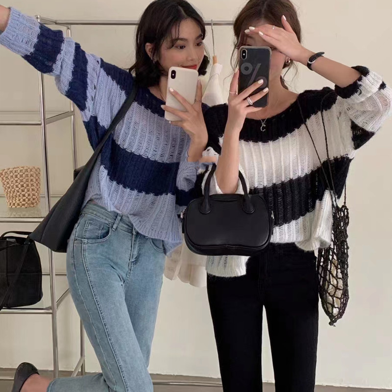 He Lemon Striped Knit Cover-Up for Women 2026 Early Spring New Design Niche Hollow-Out Sun Protection Top He Lemon Striped Knit Cover-Up for Women 2026 Early Spring New Design Niche Hollow-Out Sun Protection Top