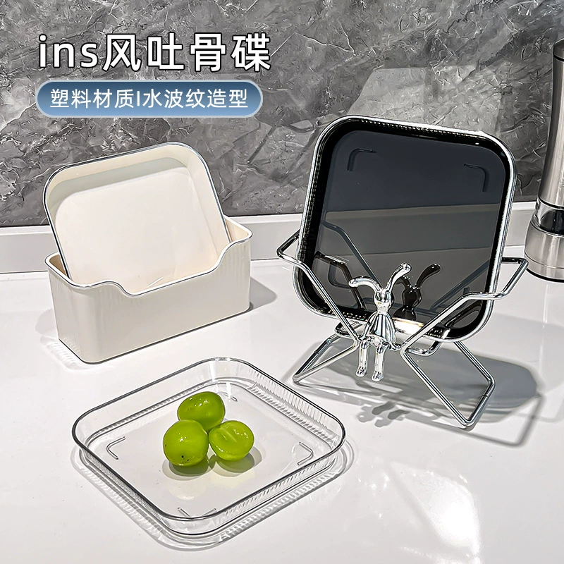 序新展 Spit bone disc household high -value small plate PET snack disk water fruit plate dining table garbage bone scum plate