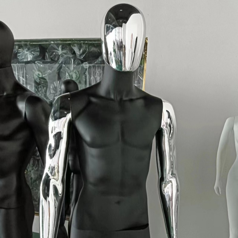 Plata galvanizado modelo masculino props cuerpo completo estante de exhibición de ropa de hombre tienda de ropa de escaparate maniquí cuerpo humano simulación marco de modelo