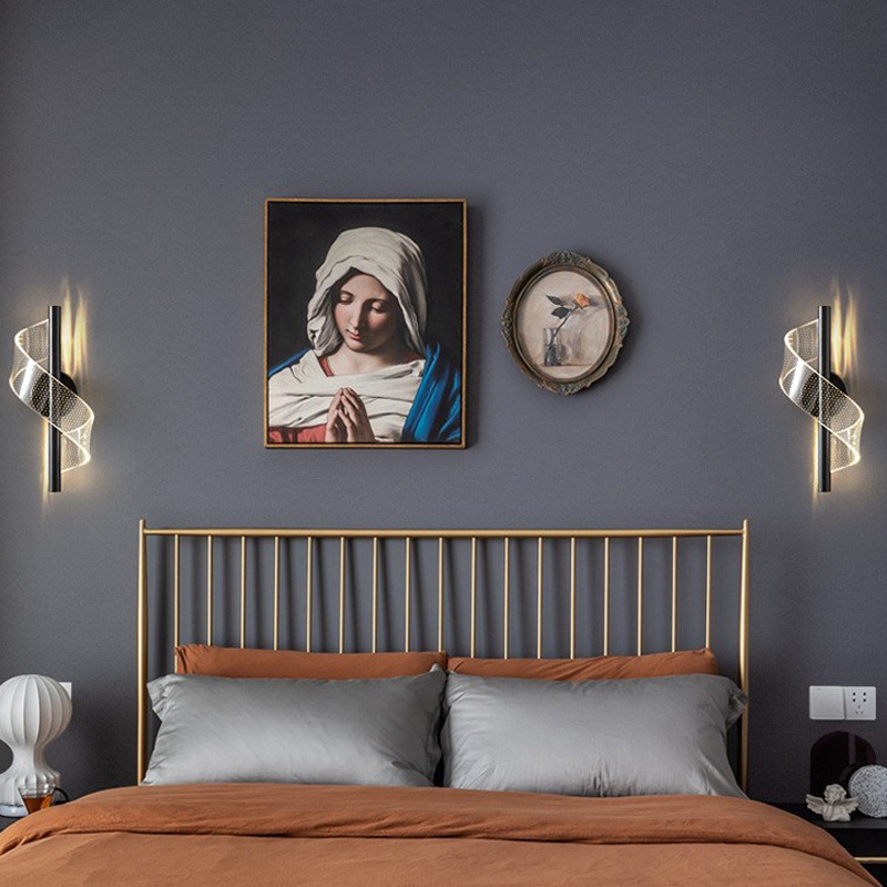 Luz de lujo dormitorio lámpara de pared minimalista nórdico sala de estar diseñador de arte pasillo escalera Fondo lámpara de pared