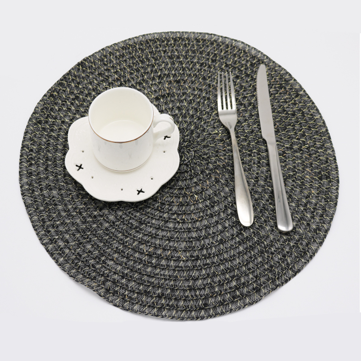 De estilo japonés ronda tejida mantel respetuoso del medio ambiente PE mesa estera de PVC mantel lavable antideslizante mesa decorativa estera montaña