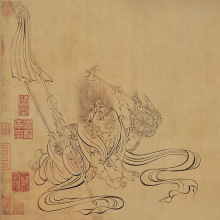 唐吴道子送子天王图画圣长卷卷轴古代名画复制品书画礼品国画手卷