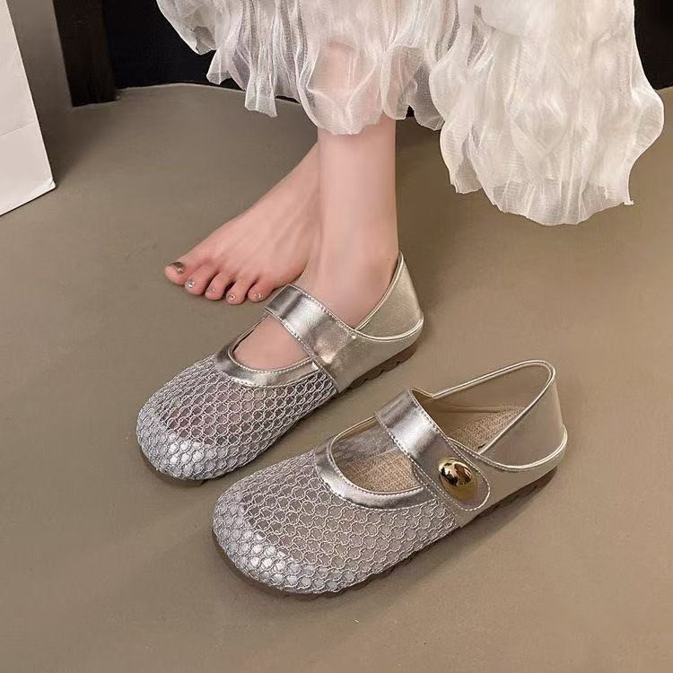 2026 verano nuevo interior de altura superficial Boccan cabeza redonda con base plana velcro antideslizante zapatos de moda de mujer