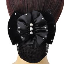 秋冬款护士空姐工作发夹 银行职业发网 带钻头花绒布带网发饰网兜