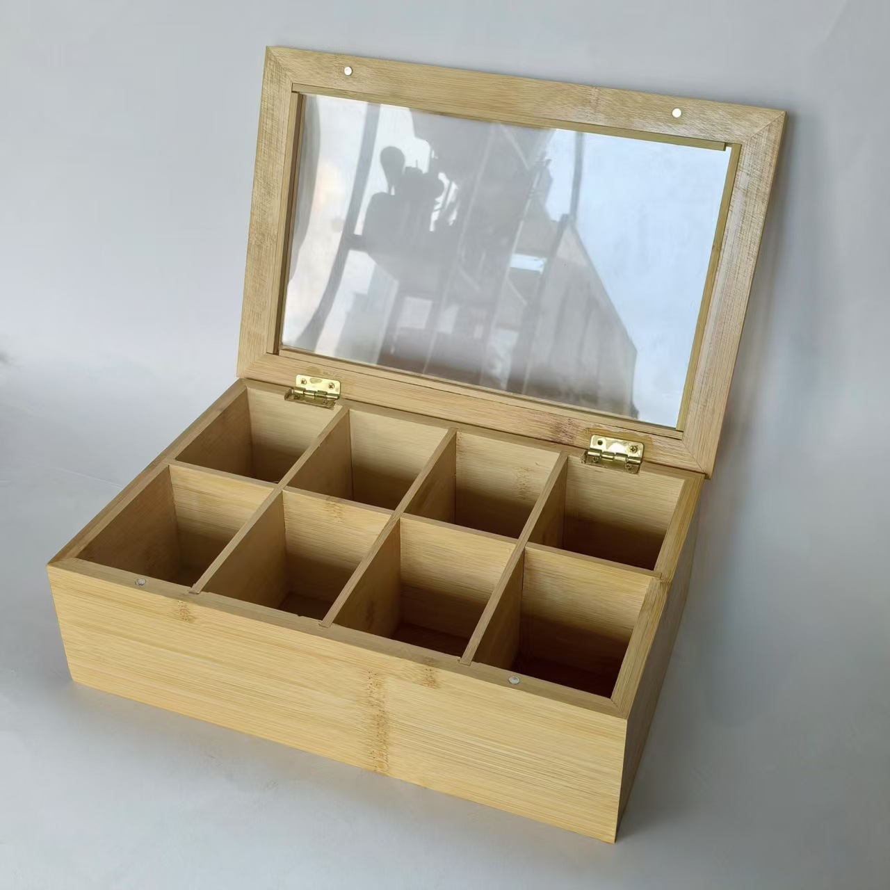Caja Organizadora de Bambú para Bolsitas de Té, Transparente, para Escritorio