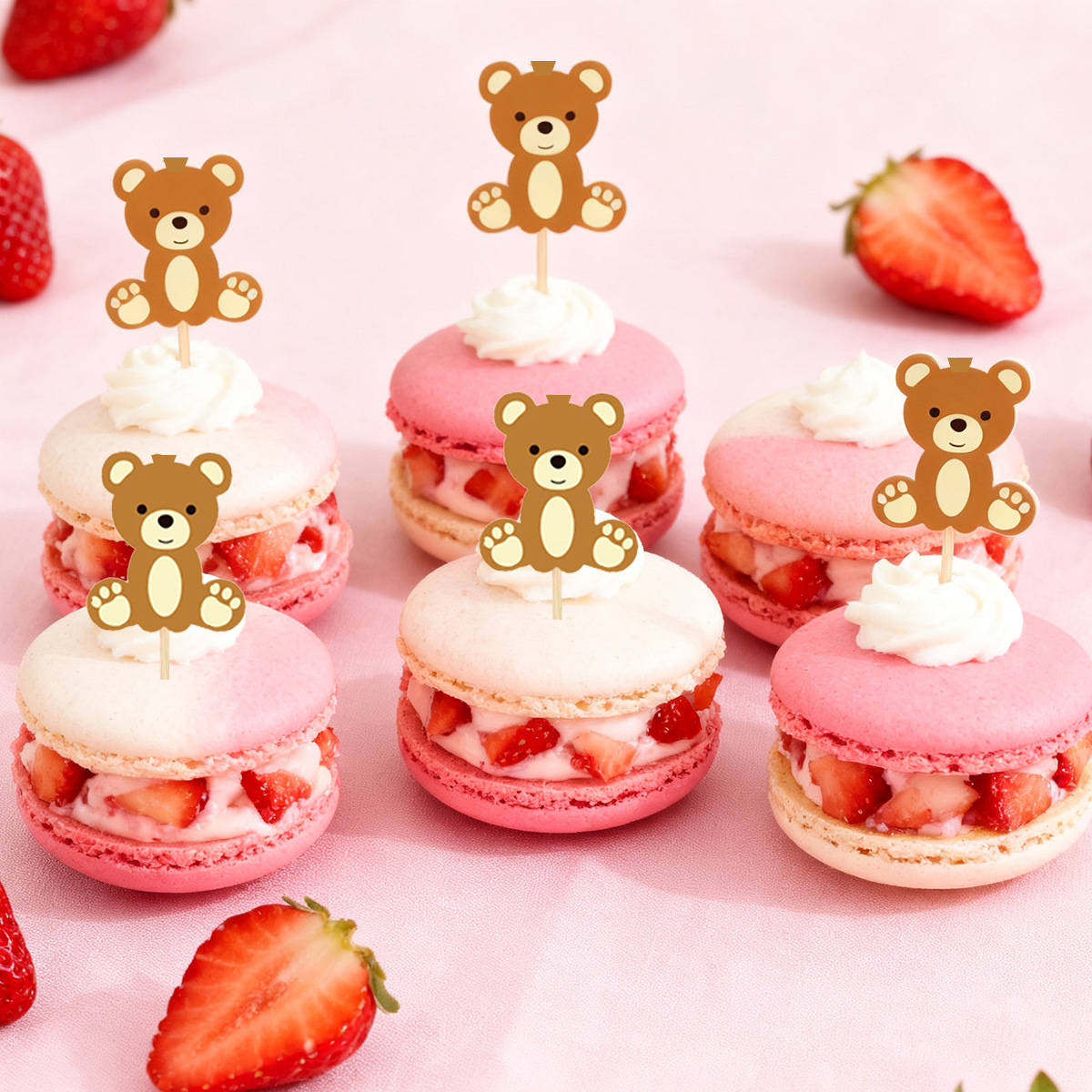 Amazon Cross-border nuevo palillo de oso palillo de dientes inserción de pastel complemento tema de animales fiesta de carnaval postre inserción de etiqueta
