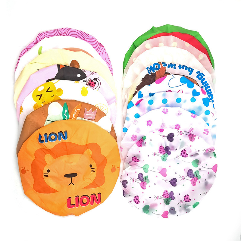 女性用の厚みのあるシャワーキャップ、防水入浴用、家庭用プリント大人用シャワーキャップ、油煙防止帽子、PEVA拡大シャワーキャップ|undefined