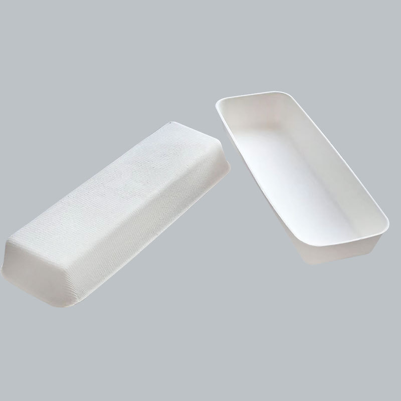 Salchicha a la parrilla para perros calientes, bocadillos para llevar, bolas de pulpo, bandeja de pulpa de caña de azúcar degradable desechable, vajilla para exteriores