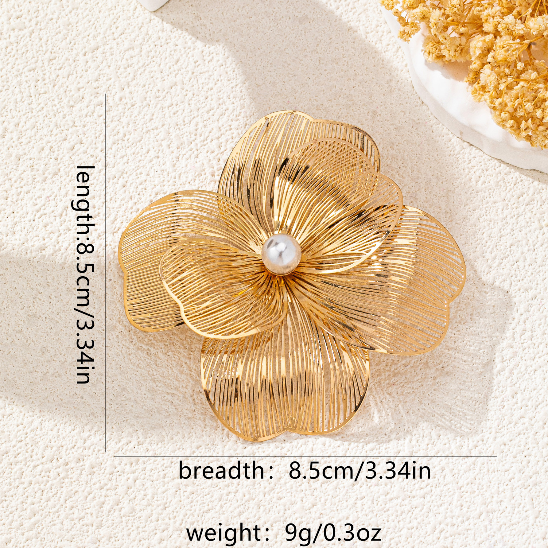 Spilla fiore vintage elegante con perla finta per donna moda_voghion.com