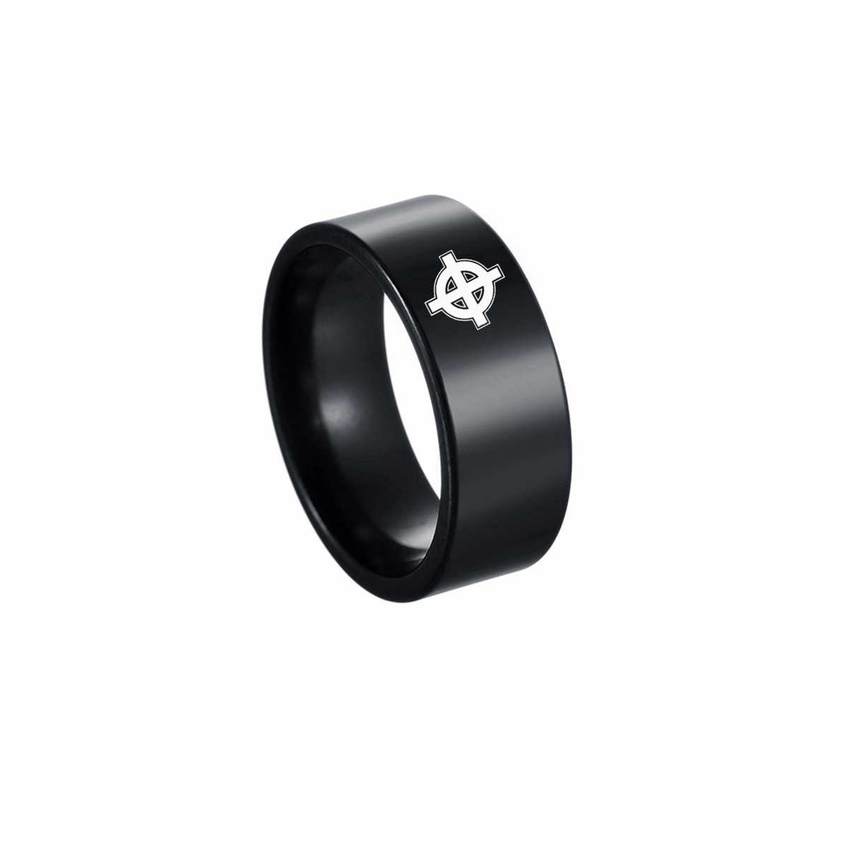 Black Plated Plating Material Rings Classification Basic Cross Sun Eye 201 Stainless Steel Plating Black Plated Men'S Rings