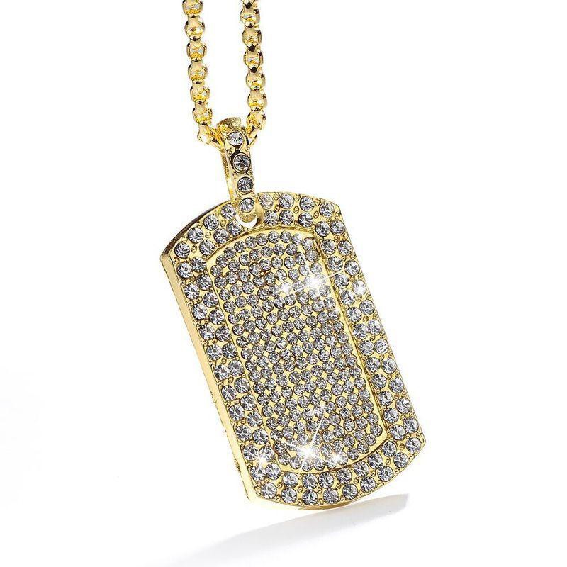 40g Weight Hip-Hop Vintage Style Geometric 304 Stainless Steel Alloy Plating Artificial Gemstones Unisex Pendant Necklace Men Pendant Necklaces