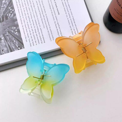 Colorful frosted gradient butterfly hairpin Korean elegant temperament hairpin high-end headwear high-end hair accessories for the back of the head