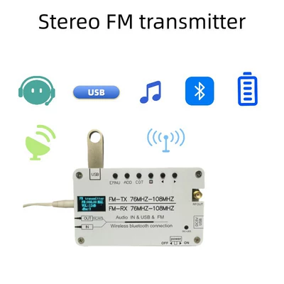 Cross-Border Function Multi-Fm Fm Radio Transmitter Bluetooth Aux Audio U Disk Audio Built-In Battery