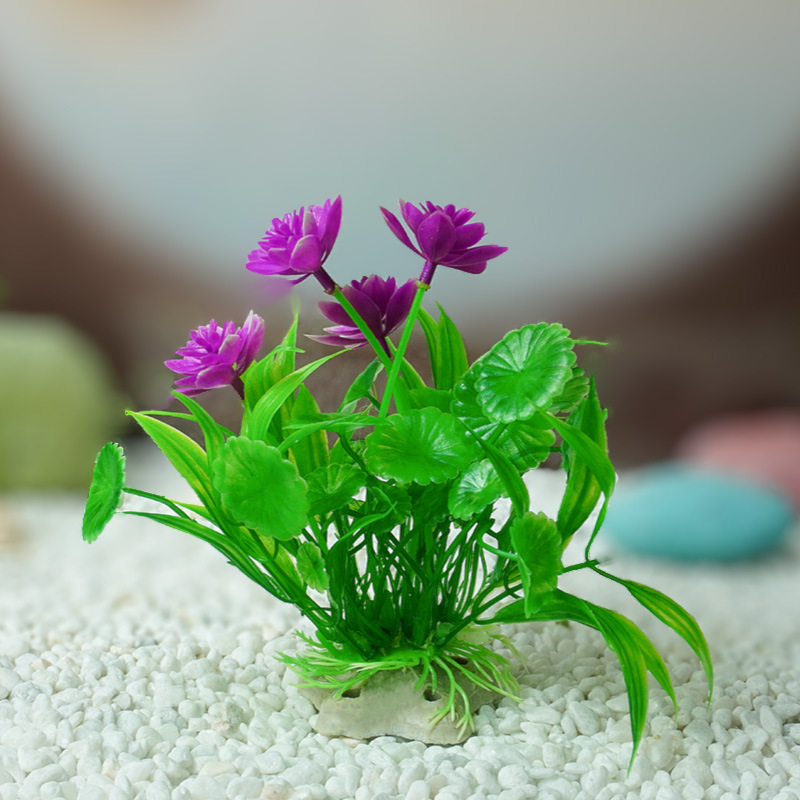 Pecera Simulación Flores Decoración de paisajismo Flores Flores Hierba Plástico Flor Falsa Agua Hierba Acuario Decoración