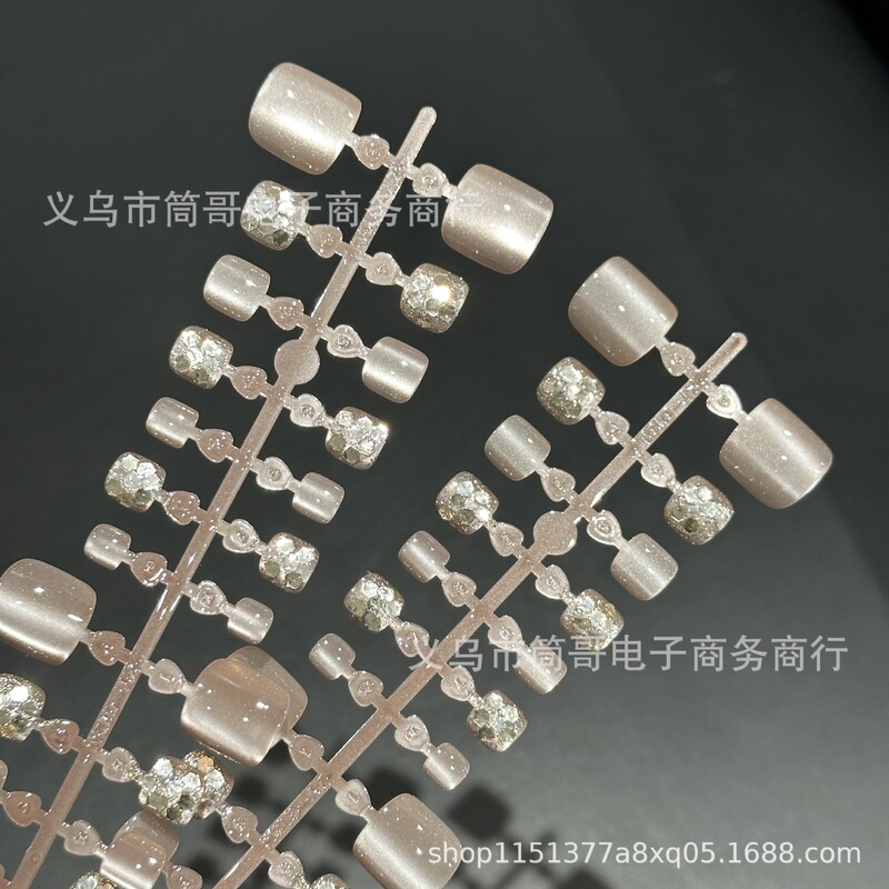 [Foot Armor] Wearing Armor Pink Large Flash Crystal Cat's Eye Flash Drill Toenail Patch Wholesale Shake Tone Explosions