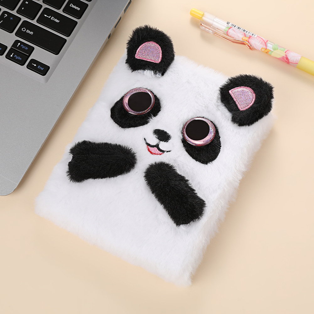 Nuevo panda de dibujos animados transfronterizos cuaderno de peluche cuaderno de notas adorable cuaderno de notas de oídos regalo de actividad estudiantil