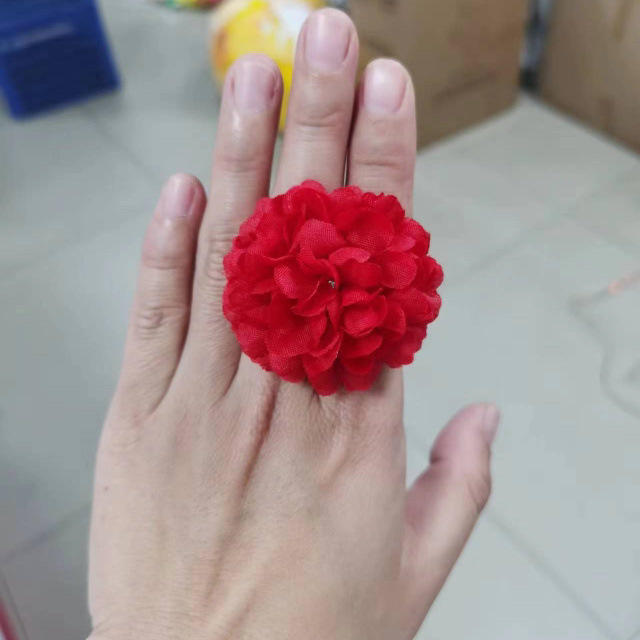 花妖舞蹈戒指大红玫瑰粉色牡丹花六级唱花头花手腕道具手指花|undefined