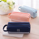 Deli 66772 Simple Large Square Pencil Case with Handle Double Layer Large Capacity Pencil Case Men's and Women's Canvas Storage Stationery Bag
