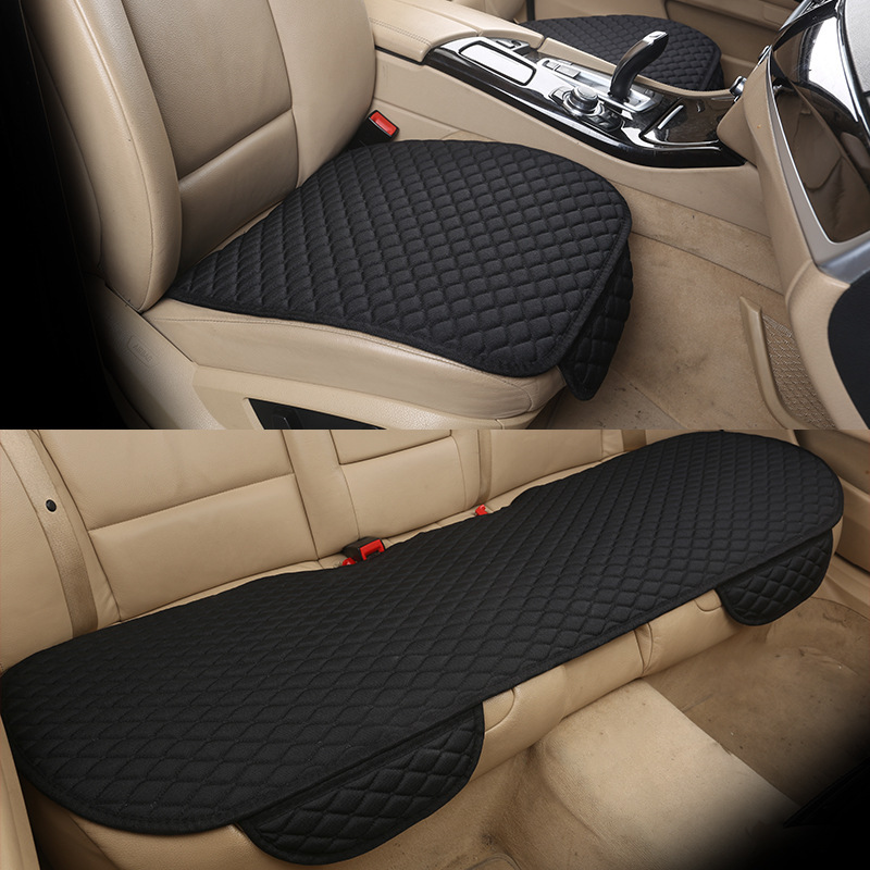 Cojín de asiento de coche de tela de lino pequeño cojín de asiento de coche de tres piezas cojín de asiento de coche universal transpirable verano coche cojín fresco