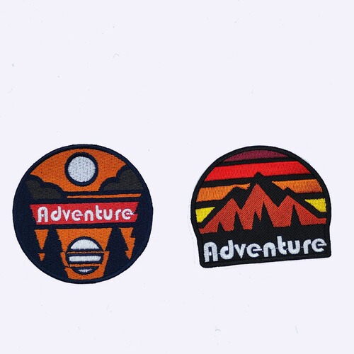 Embroidered badge wholesale, outdoor scenery mountains and rivers sunset Velcro-backed decoration, computer-embroidered patch