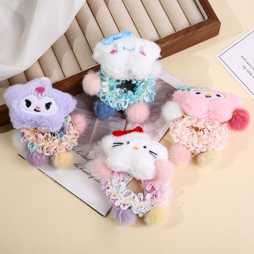 Niños cuerdas de cabello Kulomi 2024 nuevas estrellas de peluche lindas anillo de cabello para niñas Zuma bola de cola de caballo adornamiento para el cabello