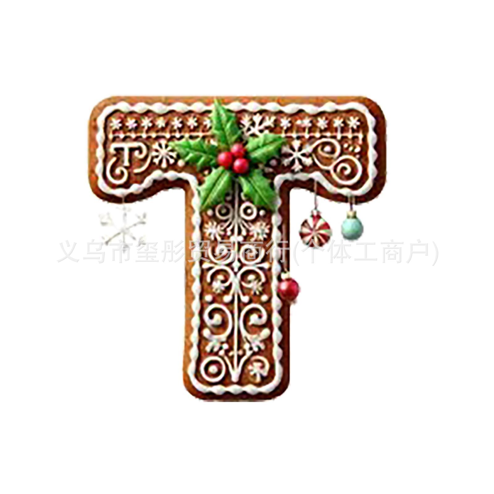 Explosiones transfronterizas de Navidad 26 árboles de Navidad pan de jengibre letras decoraciones mini letras colgante colgante