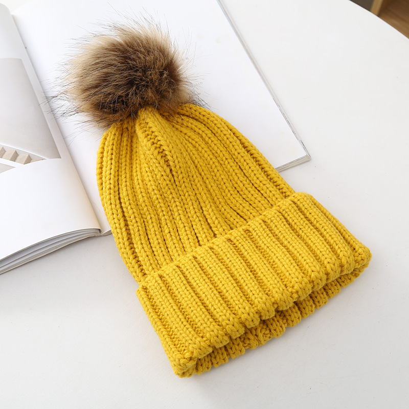 秋冬帽子の子供はキツネの毛玉の帽子のキャンディー色の毛糸の帽子をまねて、厚い保温の耳の包みの頭の帽子をかぶせます。