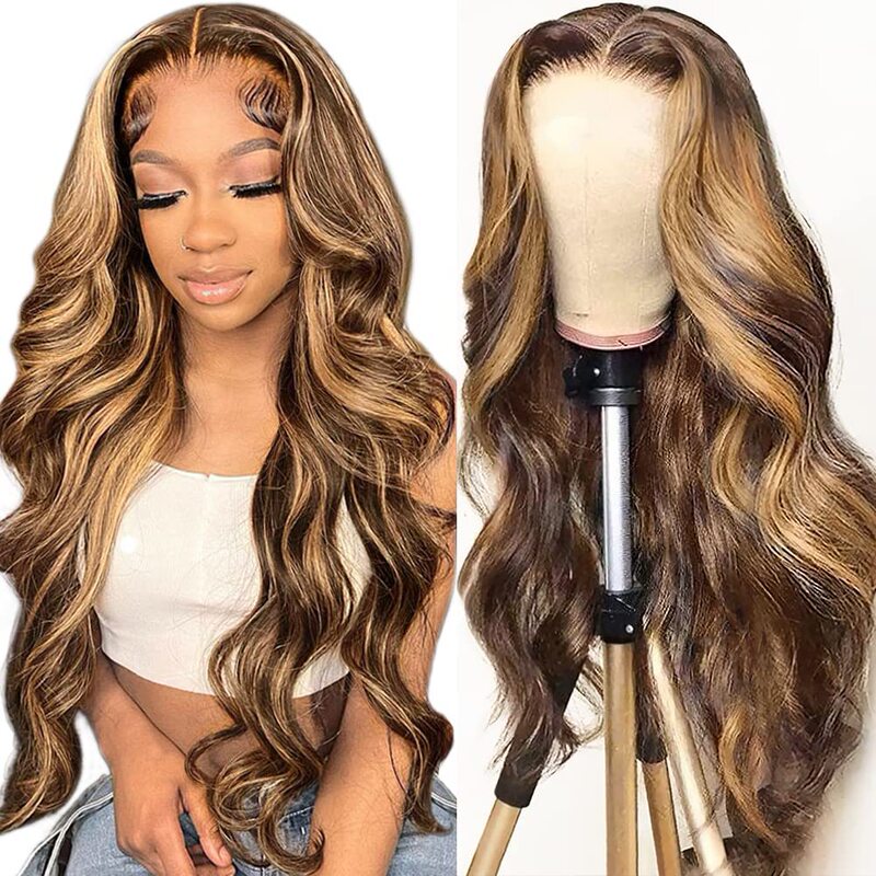In stock promotion piano color highlight head cover lace front wig 13x4 hair cover lace wig