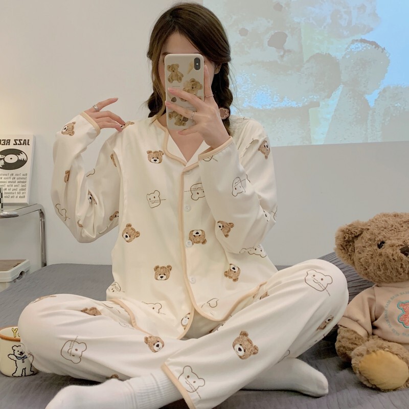 夏の薄いタイプの産後の月子服の妊婦の授乳パジャマの女性の春秋の通気性の吸汗産婦の授乳の大きいサイズのスーツ|undefined