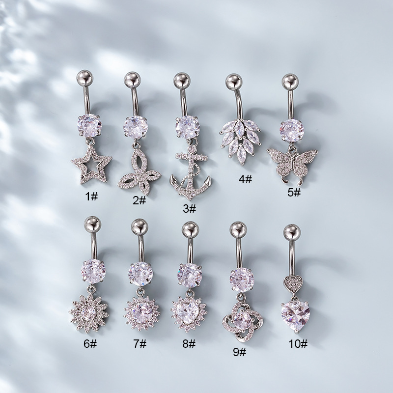 Fashion Butterfly Metal Plating Zircon Belly Ring