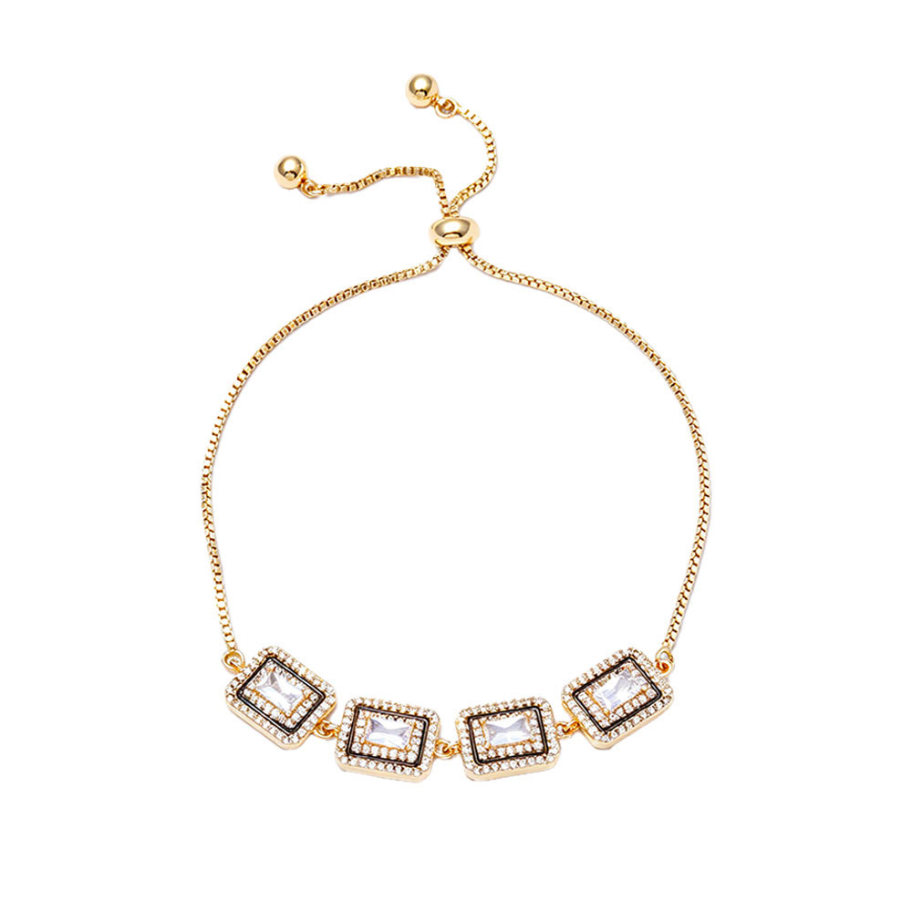 Fashion Minimalist Geometric Zircon Bracelet Light Luxury Adjustable High End Jewelry_voghion.com