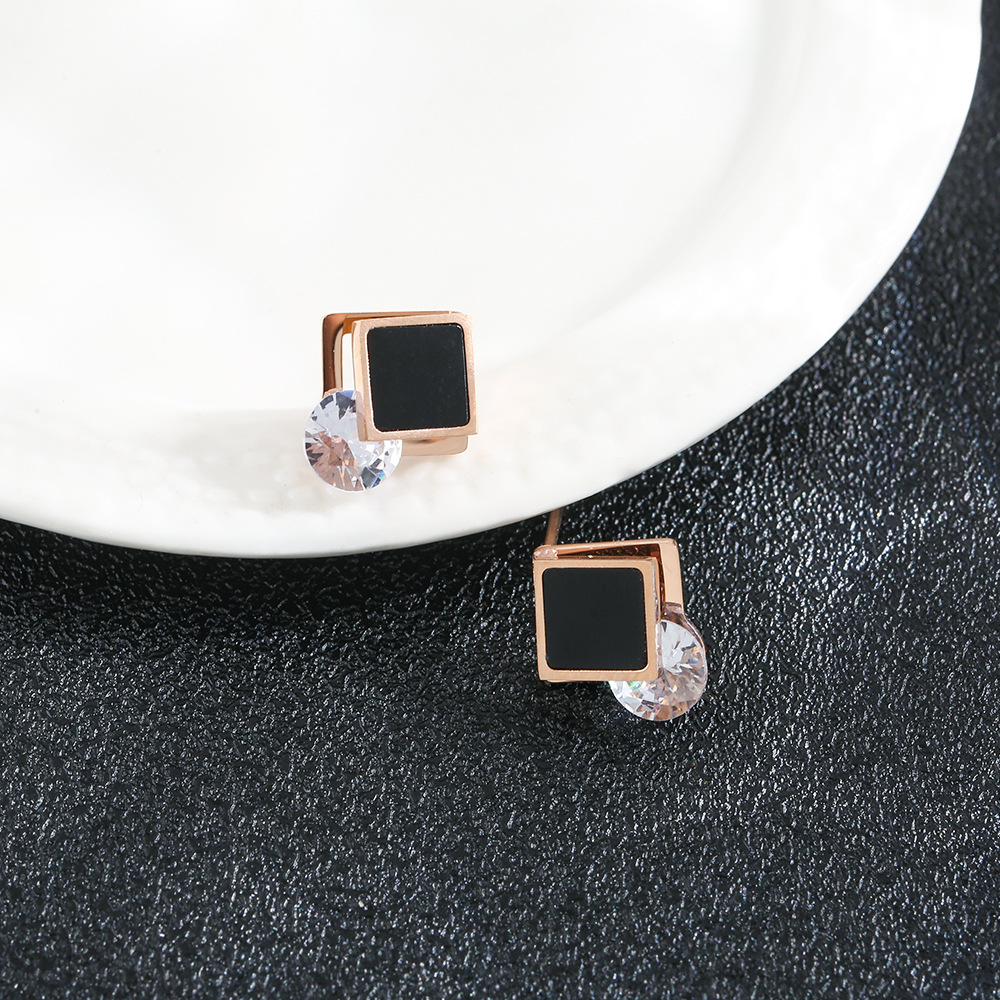 Square Zircon Titanium Steel Earrings Minimalist Jewellery_voghion.com