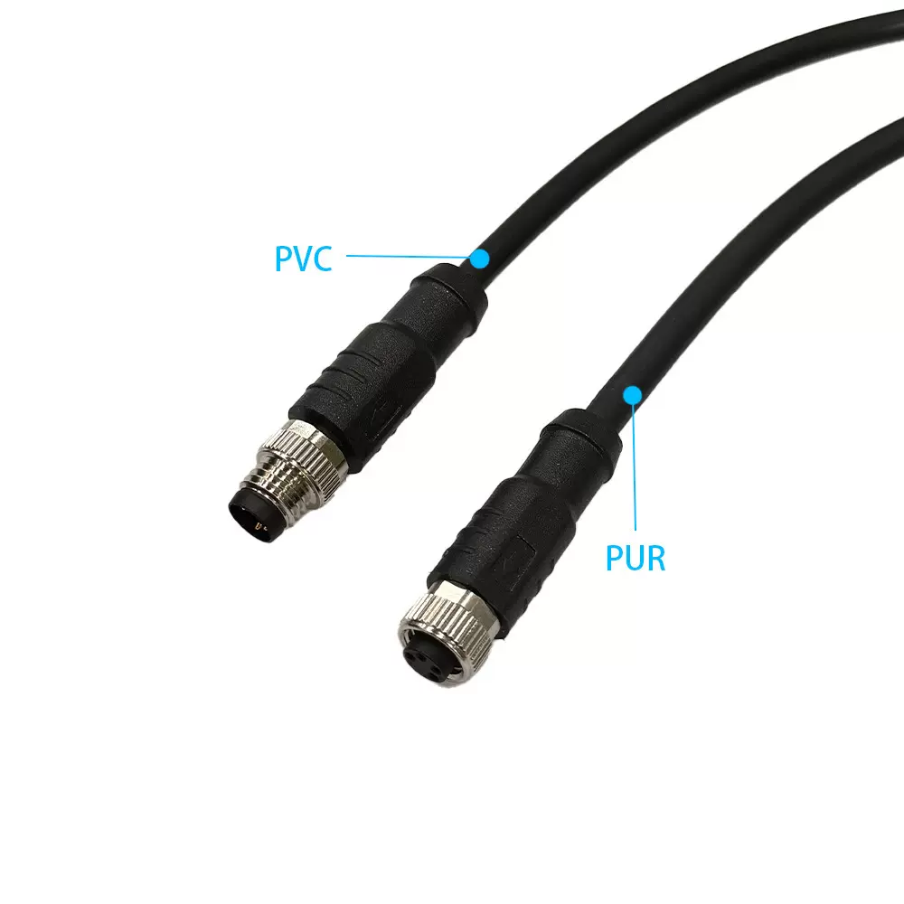 M8屏蔽3.4.5.6.8P工控编码器传恶器伺服控制器弯头直头PVC连接线