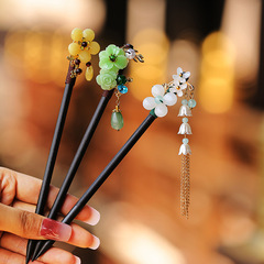 古風流蘇旗袍盤發髮簪女夏天漢服頭飾木質髮釵氣質中國風步搖簪子