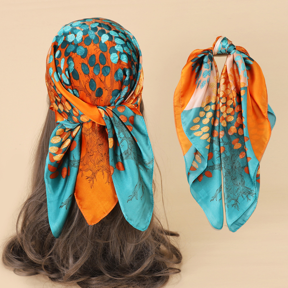 Shopping Occasion Women's Sweet Geometric Satin Printing Silk Scarves