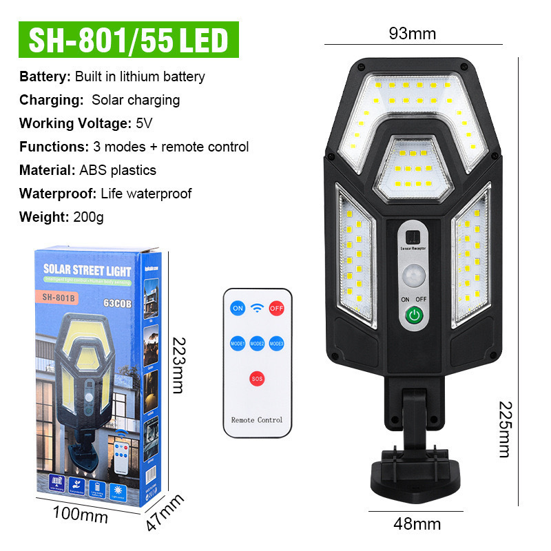 Nueva lámpara de pared solar inducción humana lámpara de camino correa de control remoto antiagua jardín exterior LED iluminación de patio