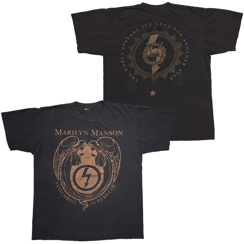 Summer New Marilyn Manson Milyn Mann American Retro Veri High Street Short Sleeve T-Shirt