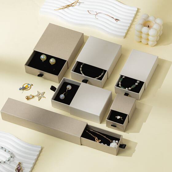 Factory in stock black and white gray three-color drawer box body Kaodengfeng key chain bracelet ring jewelry packaging box wholesale